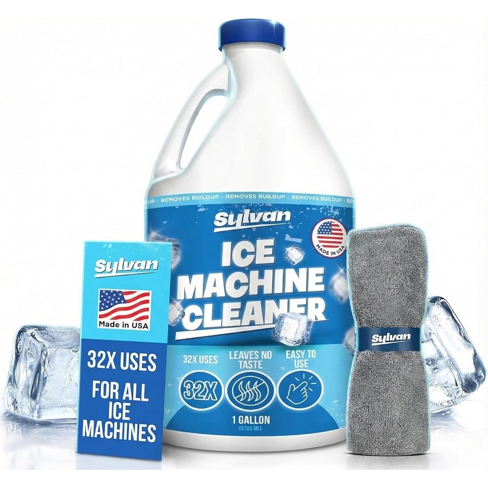 Sylvan Ice Machine Cleaner and Descaler 1 Gal 32 Uses Nickel Safe with Cloth